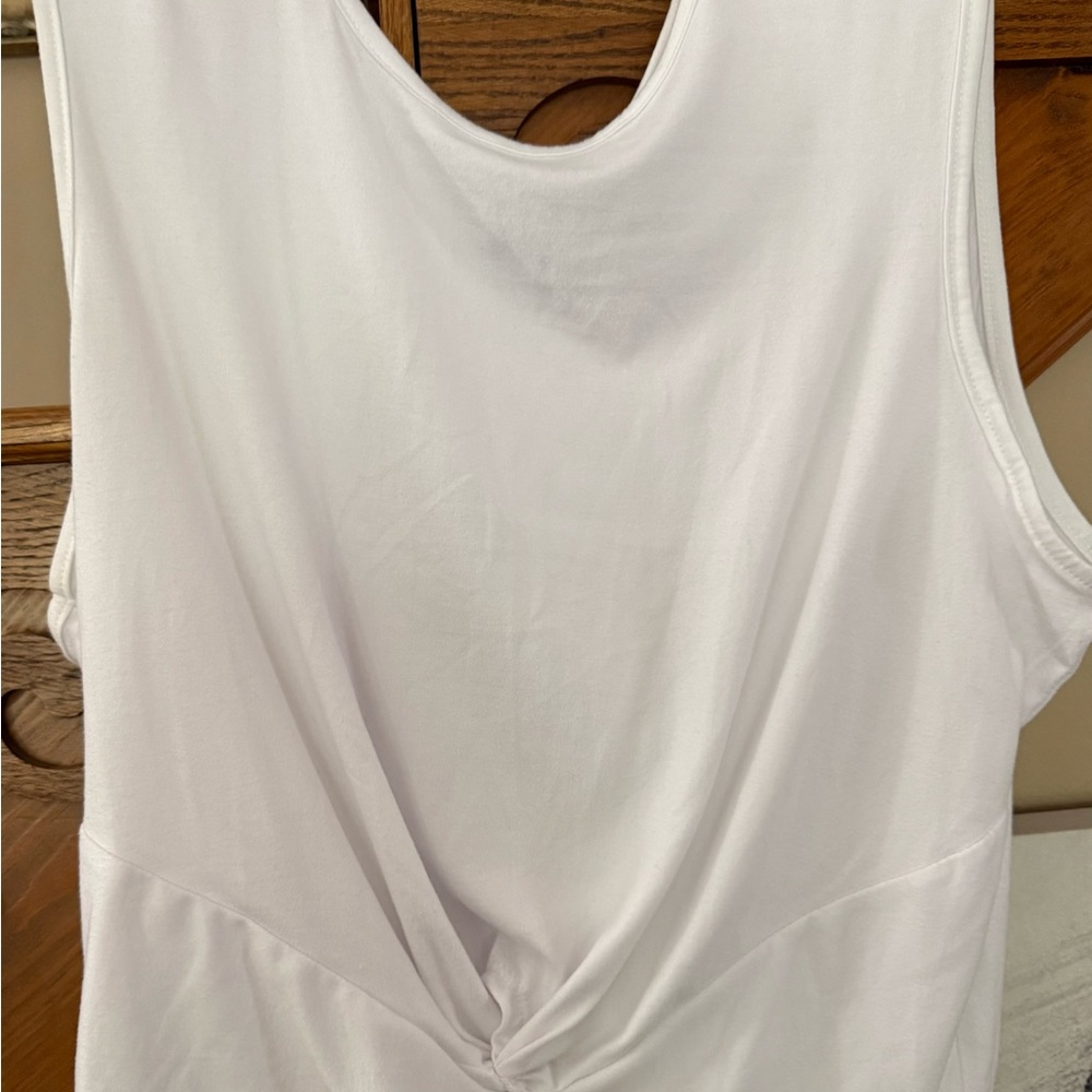 White Backless Tie Front Tank Top
